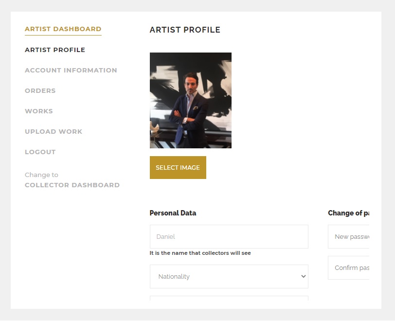 PICTOCLUB Artist Profile page