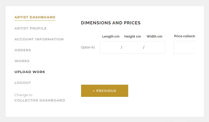 PICTOCLUB Dimensions and Prices of the Artworks